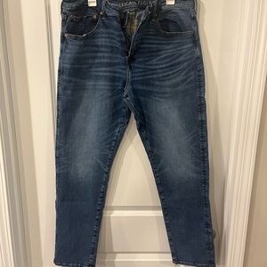 American Eagle Outfitters Blue Athletic Fit Jeans with Faded Wash